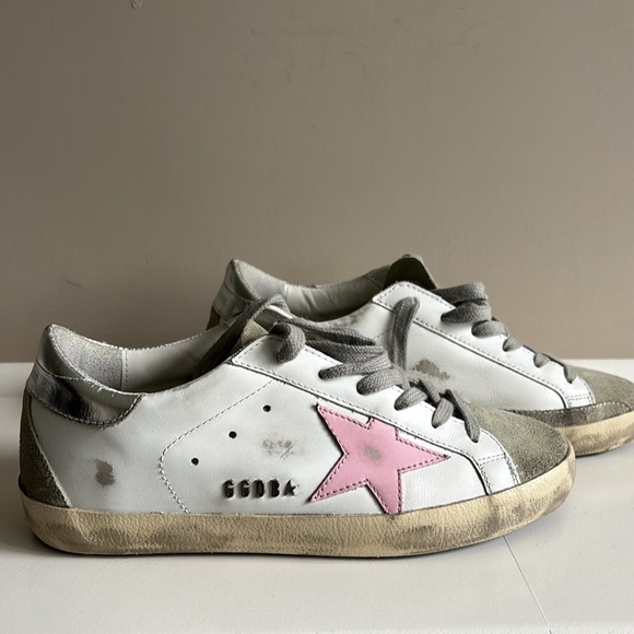 Golden Goose Shoes - Golden Goose White and Pink Star Sneakers